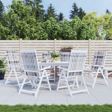 Lot de 6 Coussins,Coussins de Chaise Siège jardin à Dossier haut carreaux gris -AD10566