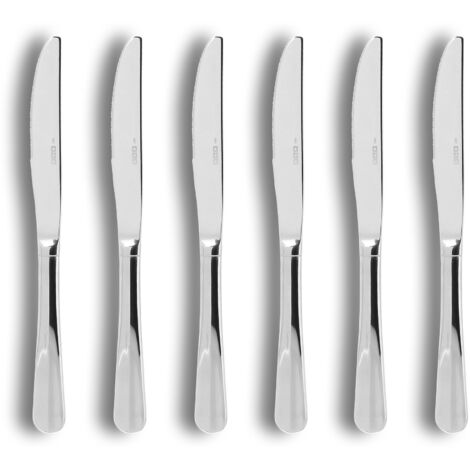 Lot de 6 couteaux de table en acier inoxydable, ARES