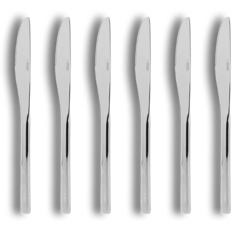 Lot de 6 couteaux de table en acier inoxydable, NATURE