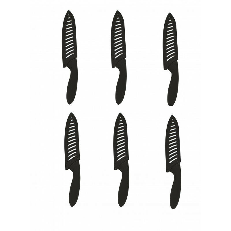 Ac-déco - Lot de 6 couteaux en céramique avec étui - 19 cm - Noir - Livraison gratuite