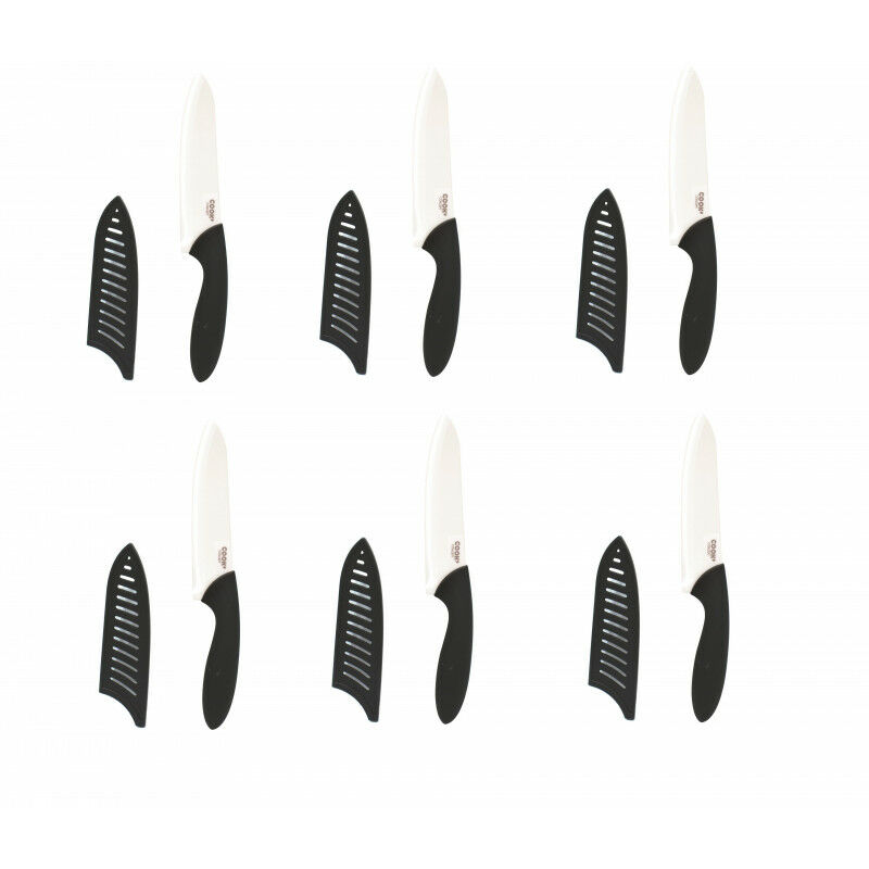 Ac-déco - Lot de 6 couteaux en céramique avec étui - 24 cm - Noir - Livraison gratuite