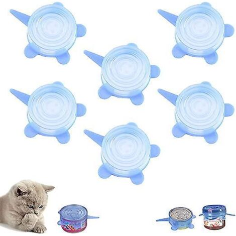 lot De 6 Couvercles De Bote De Nourriture Pour Animaux Domestiques,couvercle Silicone Alimentaire,couvercles Extensibles Universels En Silicone, P