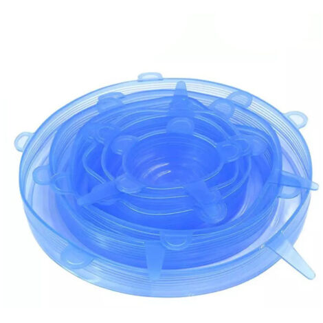 Lot de 6 couvercles extensibles en silicone réutilisables pour bols et ustensiles de cuisine, pour la conservation des aliments.