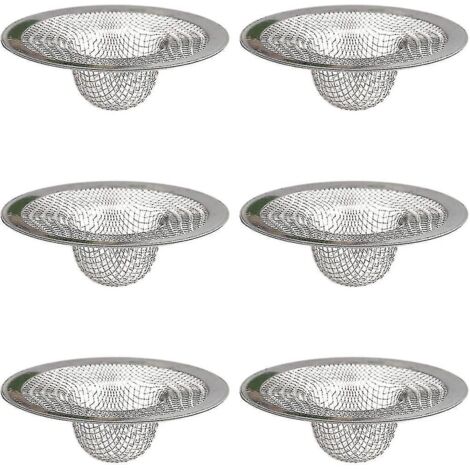 Lot de 6 crépines d'évier en acier inoxydable, filtre de bonde, récupérateur de cheveux, crépine de douche, récupérateur de cheveux pour bonde de douche, bouchon de bonde de douche