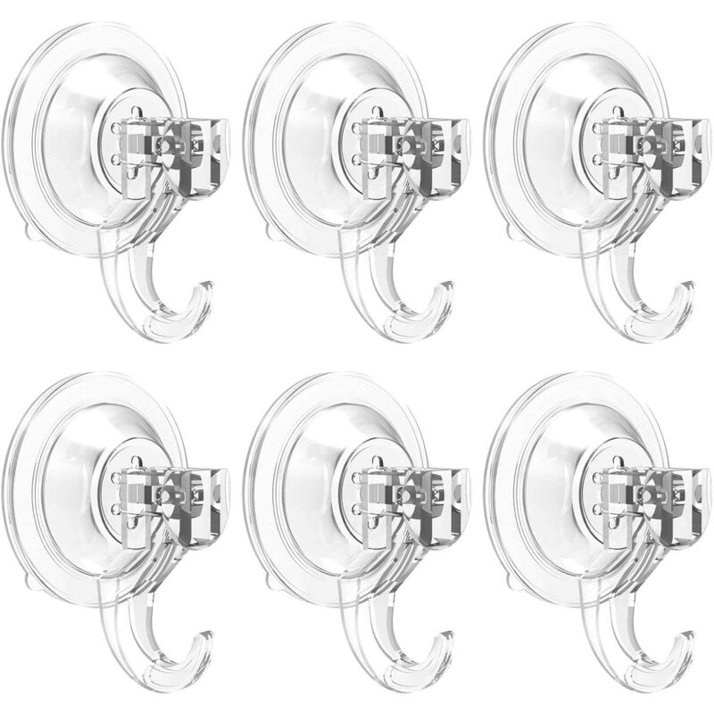 Linghhang - Lot de 6 Crochets à Ventouse 3 kg (max) pour Douche, Salle de Bain, Cuisine, Fenêtre, Crochets Amovibles en Plastique Très Résistants,