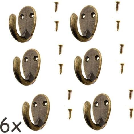 Lot de 6 crochets antiques pour porte-manteau, porte-serviettes, crochets en fer en laiton bronze, style vintage maison de campagne, rétro, ovale