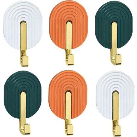 Lot de 6 crochets auto-adhésifs pour suspendre serviettes, manteaux, peignoirs et clés crochet mural étanche pour cuisine, salle de bain, bureau, placard, toilettes.