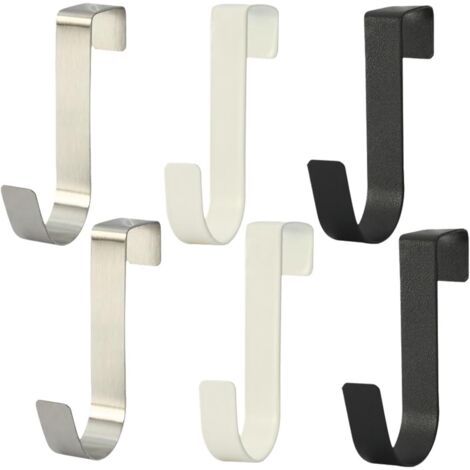 Lot de 6 crochets de porte solides en acier inoxydable pour vêtements d'extérieur, crochets de vestiaire, crochets de fenêtre, sans perçage, pour manteaux et serviettes