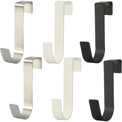 Lot de 6 crochets de porte solides en acier inoxydable pour vêtements d'extérieur, crochets de vestiaire, crochets de fenêtre, sans perçage, pour manteaux et serviettes