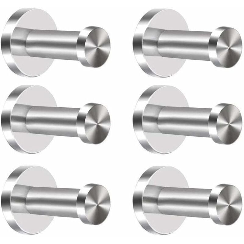 Csparkv - Lot de 6 crochets en acier inoxydable pour manteaux, crochets muraux pour porte serviettes en chrome