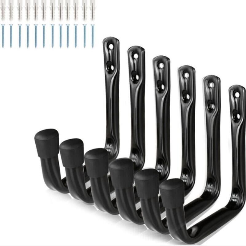 Linghhang - Lot de 6 crochets en forme de j robustes pour rangement de garage, supports muraux en acier