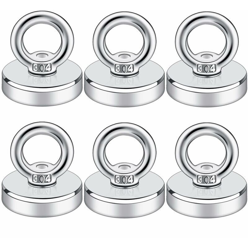 Start - Lot de 6 crochets magnétiques à tête fraisée pour lieu de travail, maison, cuisine, pêche, bureau et garage, Argenté 27 kg,ladacèe