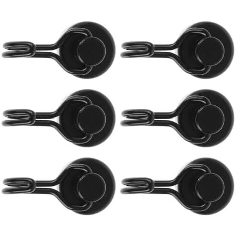 Lot de 6 Crochets Magnétiques Pivotants en Métal Noir, Rangement Puissants et Polyvalents Cuisine Chambre -