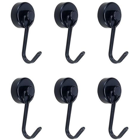 lot De 6 Crochets Magntiques Frigo, 15 Kg Puissant Aimant Nodyme, Crochet Aimant Pussiant Pivotants Pour Cuisine Salle De Bain Casier  Cls (a- Noi