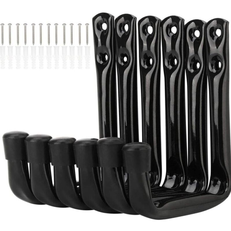 Linghhang - Lot de 6 Crochets Muraux pour Vélo Crochets de Rangement pour Garage Très Résistants avec Vis
