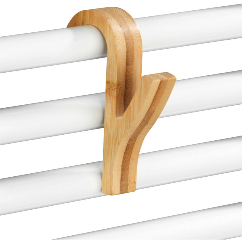 Wenko - Crochet serviette bambou naturel 6 pièces salle de bain crochet radiateur serviette accessoires salle de bain bambou pratique et élégant pour