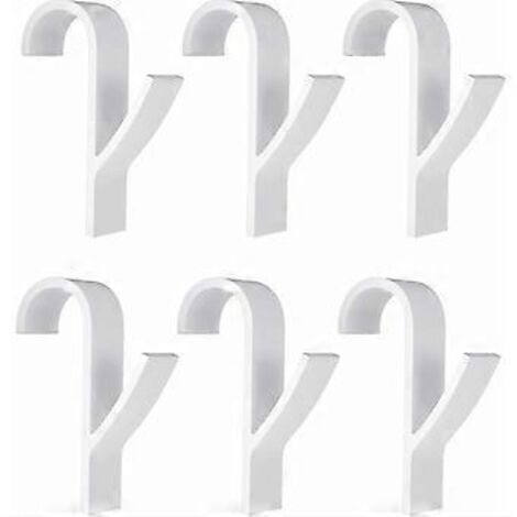 Lot de 6 crochets pour sèche-serviettes de radiateur, en plastique blanc.