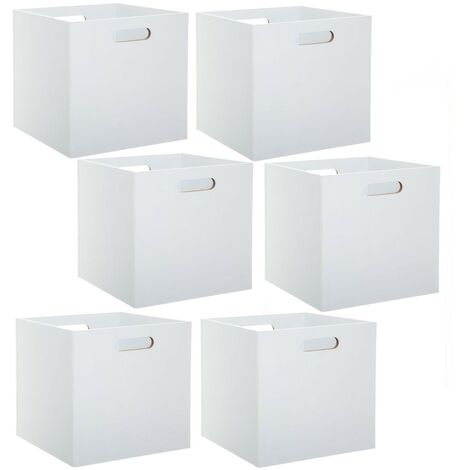 Lot de 6 boîtes de rangement effet bois MDF – Dimensions 31x31x31 cm – Poids 2,4 kg – À monter soi-même – Toilinux