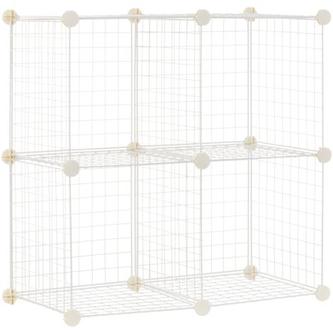 Lot De 6 Cubes De Rangement En Fil Métallique, Blanc, 76.96 X 37.08 X 113.79 Cm