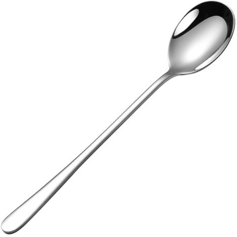 Lot de 6 cuillères à long manche en acier inoxydable pour café, dessert, yaourt et thé