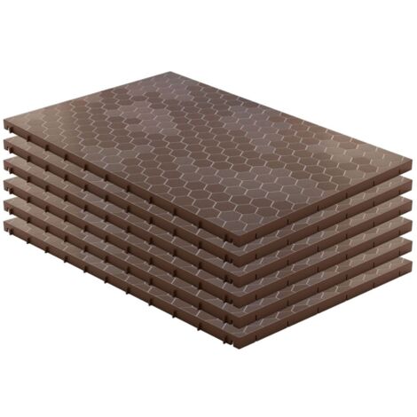 Lot de 6 Dalles de sol Clipsables Marron Taupe 116x76x3cm Polypropylène Revêtement de Sol Modulable 4.61m2 INTEC