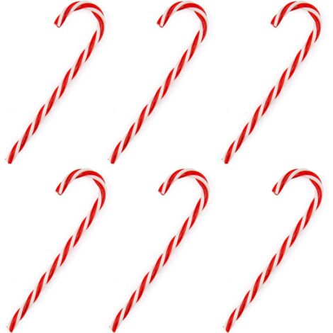 Lot de 6 décorations sucres d'orge Rouge & Blanc de 15cm pour Noël-Fei Yu