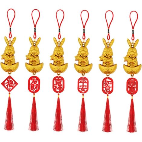 Lot de 6 décorations suspendues Yuanbao pour le Nouvel An chinois (printemps)