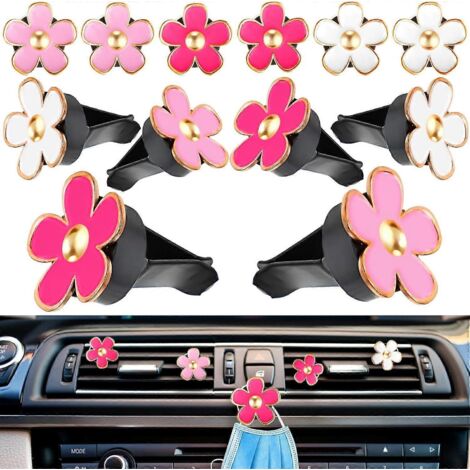 Lot de 6 désodorisants floraux pour voiture, à clipser sur la grille d'aération. Décoration marguerite pour voiture, cadeau mignon. Sans sachet de désodorisant.