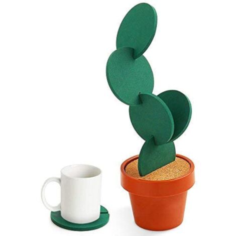 Lot de 6 Dessous de Verre en Forme de Cactus avec Support pour Pot de Fleurs - Cadeau Fantaisie pour la Maison, Le Bureau, Le Bar, la décoration et l'amélioration, Marque