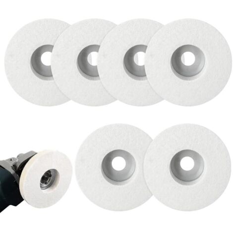 Lot De 6 Disque De Polissage, Disques De Polissage En Laine Feutre De Laine Roue De Polissage Outil De Meulage Pour Polissage Verre, Céramique, Plastique, Métal, Marbr (Blanc)