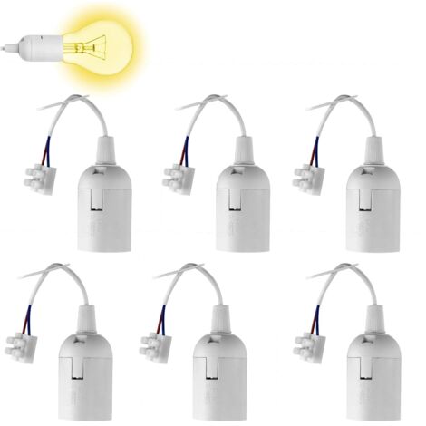 Lot de 6 Douille Ampoule E27 avec Câble, Douille de Lampe E27 250V 4A avec Fil, Rechange Chantier Support D'ampoule Rénovation pour Suspensions Luminaires Halogènes