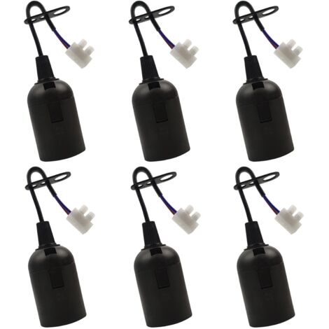 Lot de 6 douilles de rechange E27 - Noir - Culot E27 - Avec câble - 4 A - 250 V - Maximum 60 W - Plafonnier pour travaux de construction