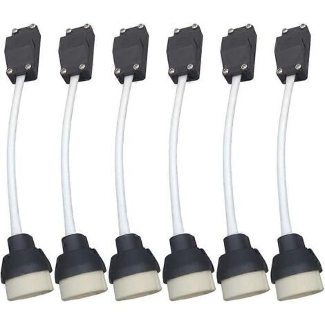Lot de 6 douilles GU10 à culot céramique avec bornier/pont, câble et gaine isolante - Adaptateur de connecteur pour ampoules LED et halogènes