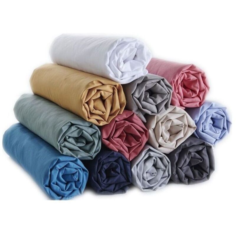 Lot de 6 Drap Housse - 140x190/200cm - Polycoton - Bonnet 25cm - Multicolore