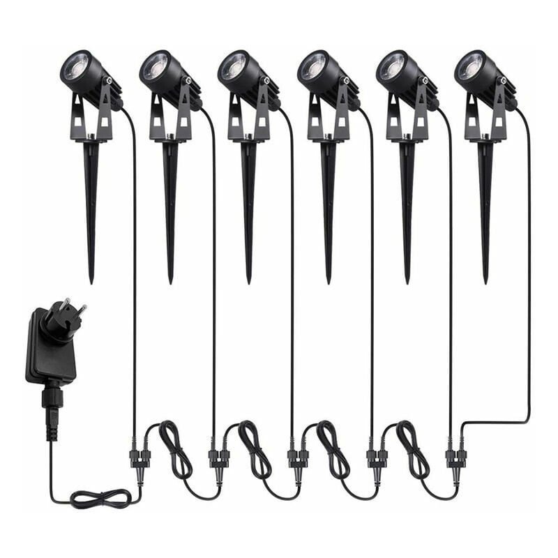 Lot de 6 Éclairage Extérieur à Piquer, 6 x 3W Spots led Extérieur, Lampes Jardin avec Piquet, Etanche IP65 Lumière Extérieur led Projecteur