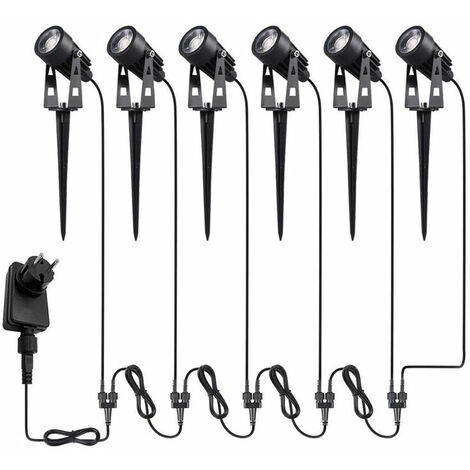 Lot de 6 Éclairage Extérieur à Piquer, 6 x 3W Spots LED Extérieur, Lampes Jardin avec Piquet, Etanche IP65 Lumière Extérieur LED Projecteur