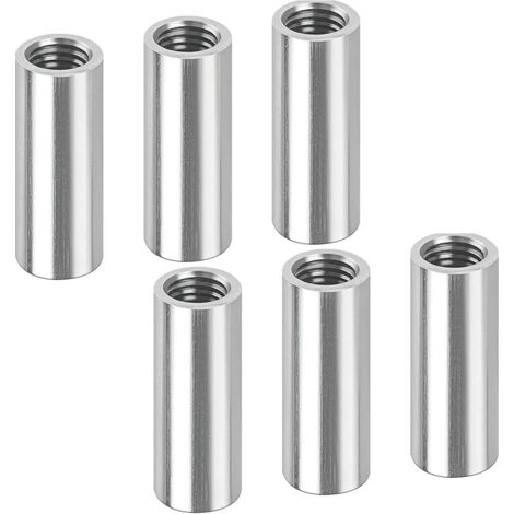 Lot de 6 Écrous de Connexion Ronds M8, Manchons Ronds avec Filetage Intérieur, Acier inoxydable A2/V2A, Écrous à Tige pour Support