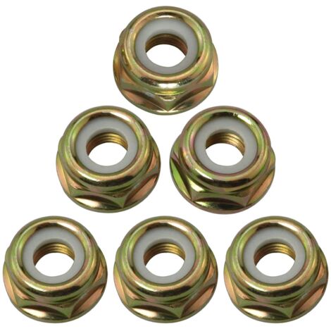 Lot de 6 écrous de lame universels à filetage gauche M10 x 1,25, de rechange pour la tête d'engrenage de coupe-fil.
