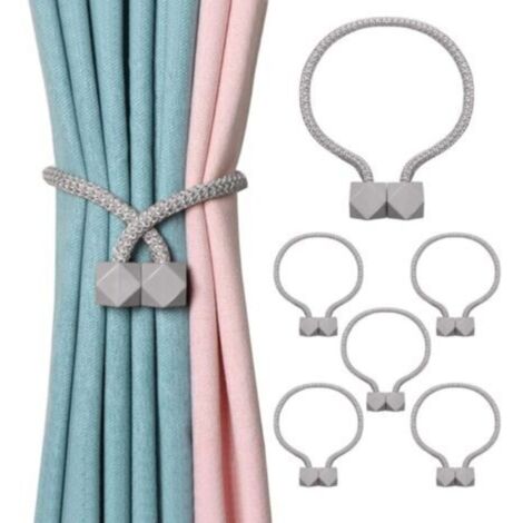Lot de 6 Embrasses de Rideaux Magnétiques(Gris), Pince Aimantée pour Rideaux pour Décoration Bureau Maison