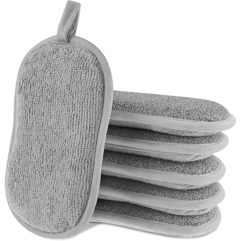 Lot de 6 éponges à Vaisselle de Cuisine, éponge à récurer, éponge de Cuisine, éponge à récurer Anti-Rayures, éponge en Microfibre, torchon