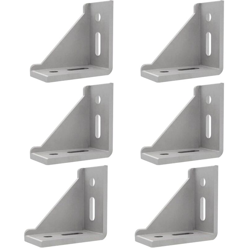 Lot de 6 équerres de fixation d'angle - 40 x 80 cm - Matériel de fixation - Fixation d'angle en aluminium - 6 pièces de 40 x 80 cm