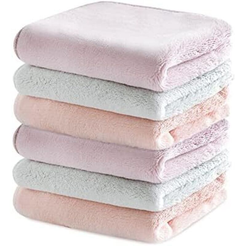 Linghhang - Lot de 6 essuie-mains pour cuisine, avec boucle de suspension, serviette bicolore double face, mains épaisses, douces et à séchage