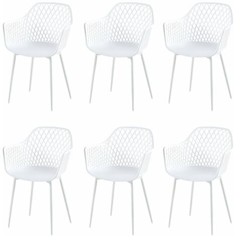 EGGREE Lot de 6 Fauteuil Chaises Blanc Plastique Scandinave Chaise de Salle à manger