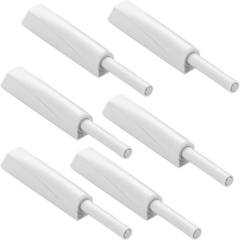 Lot de 6 ferme-portes blancs à pression Push to Open - Amortisseurs de porte à fermeture douce - Pour portes d'armoire, tiroirs, ouvre-pression - Loqueteaux magnétiques à pression