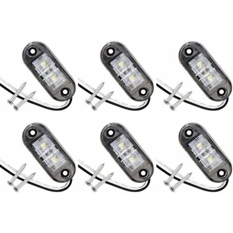 Lot de 6 feux de position latéraux à LED pour voiture, remorque, camping-car, caravane, vélo, moteur