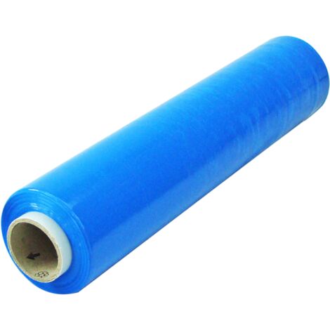 Lot de 6 Film étirable cast manuel opaque bleu 450mm x 300m 17µ protection antivolume