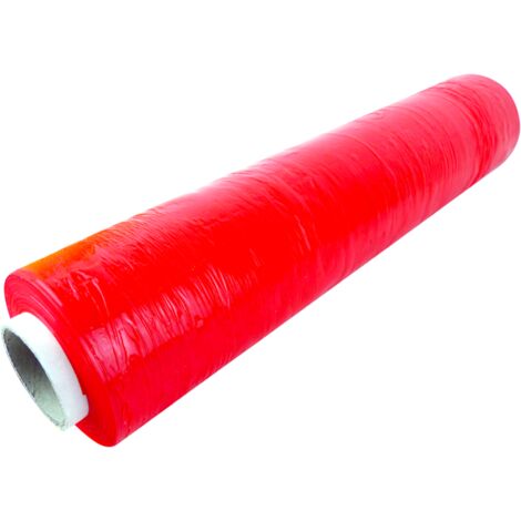 Lot de 6 Film étirable cast manuel opaque rouge 450mm x 300m 17µ discrétion