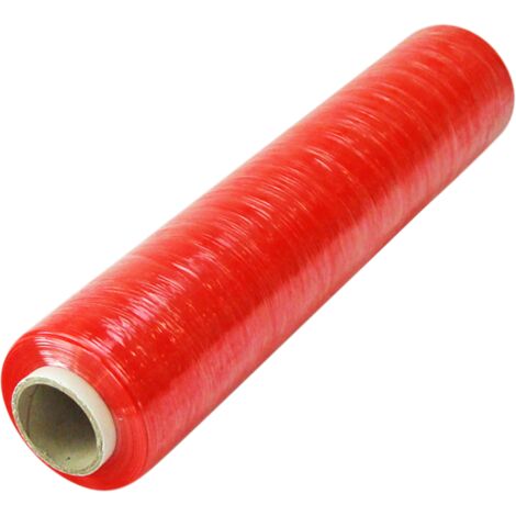 Lot de 6 Film étirable cast manuel teinté rouge 450mm x 270m 15µ traçabilité palette