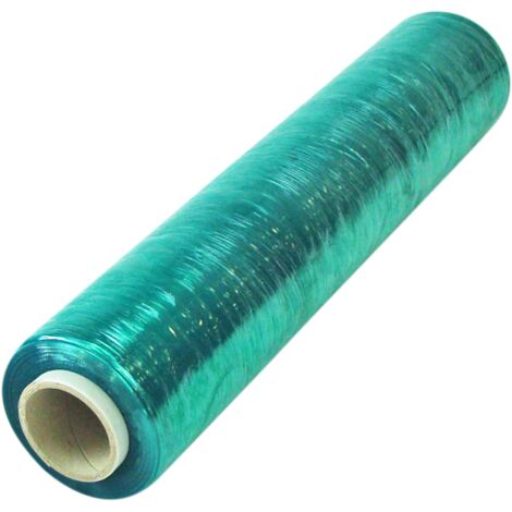 Lot de 6 Film étirable cast manuel teinté vert 450mm x 270m 15µ code couleur entrepôt