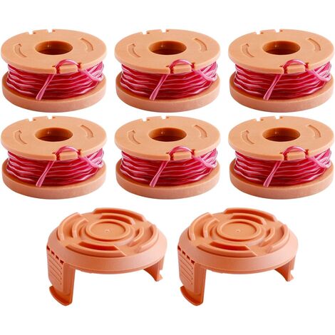 Lot de 6 fils de débroussailleuse pour tous les coupe-bordures WORX 20 V (longueur 3 m, diamètre du fil 1,65 mm) + 2 capuchons